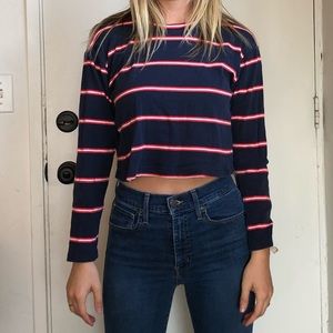 Croptop Striped Long Sleeve Topshop